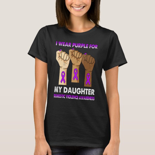 Silence Hand I Wear Purple For My Daughter Domesti T Shirt (Framsida)
