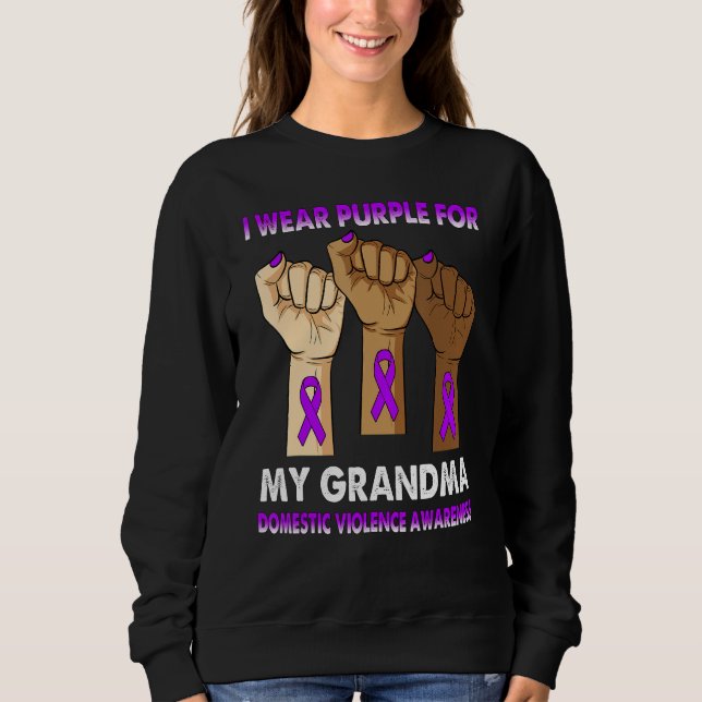 Silence Hand I Wear Purple For My Grandma Domestic T Shirt (Framsida)