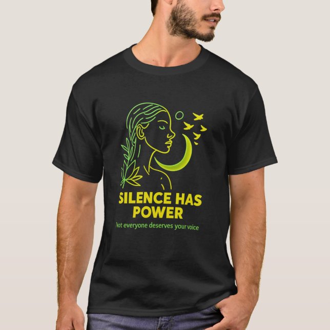 SILENCE HAS POWER  - neon minimalist Basic T-Shirt (Framsida)