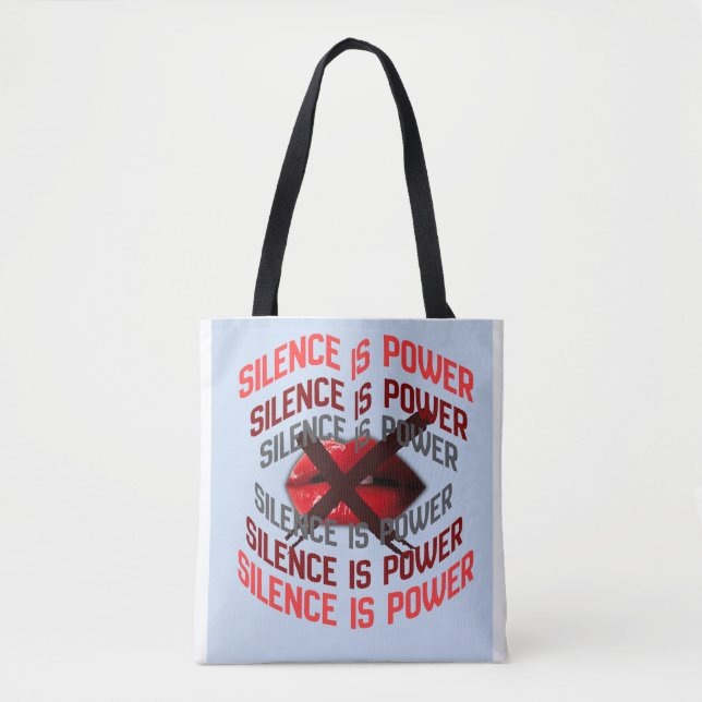 Silence Is Power Bold Typography Art Tygkasse (Framsida)