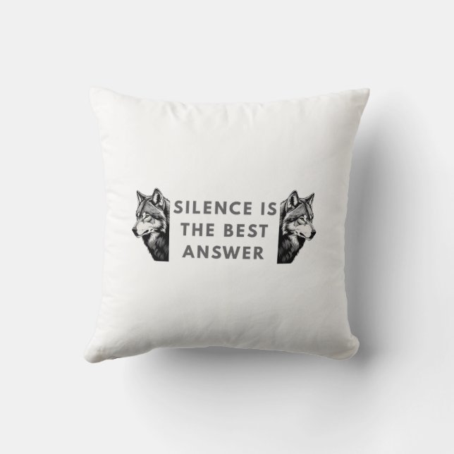 Silence Is The Best Answer – Wolf Throw Pillow for Kudde (Baksida)