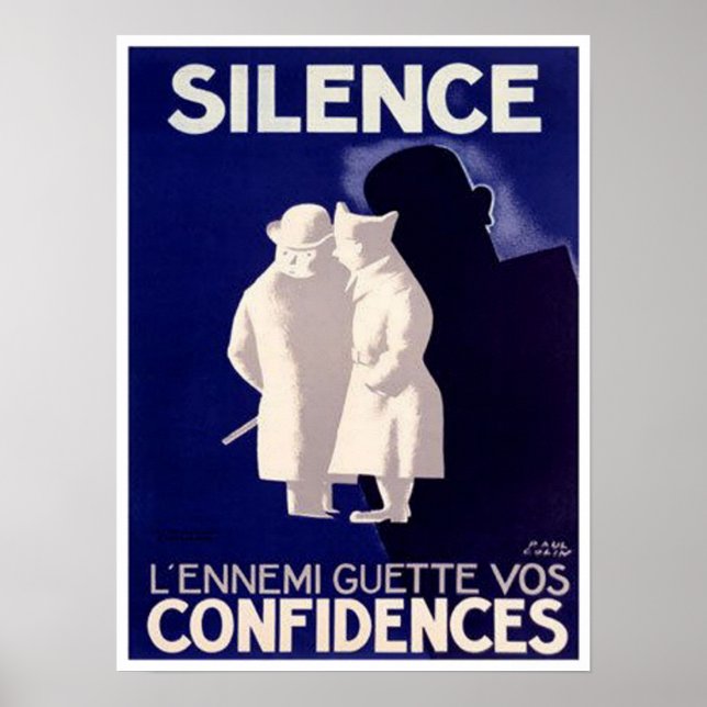Silence L'ennemi Guette Vos Confidences Fransk Kri Poster (Framsidan)
