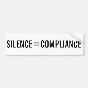 SILENCE = Påtvingande svartvit text om politiska Bildekal