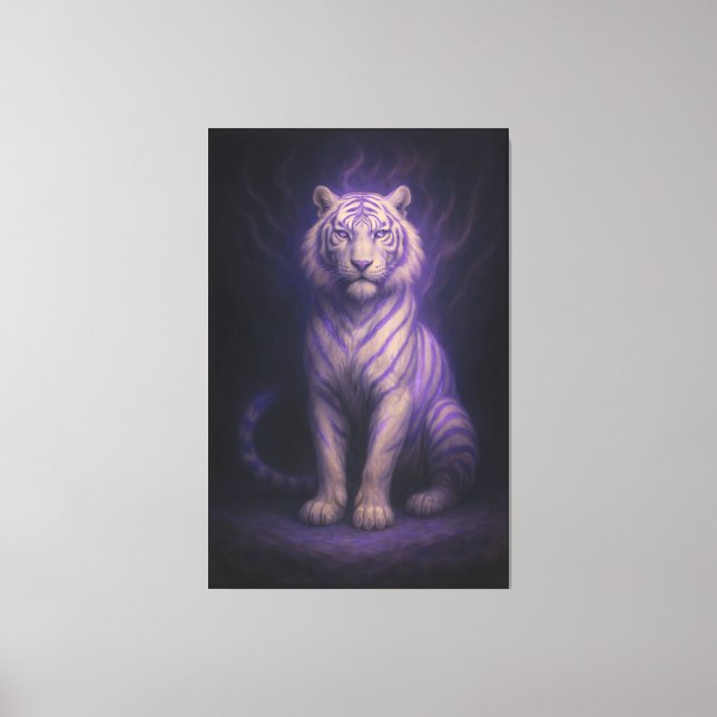 Silent Awakening White Tiger – Blue Spirit Core Canvastryck (Framsida)