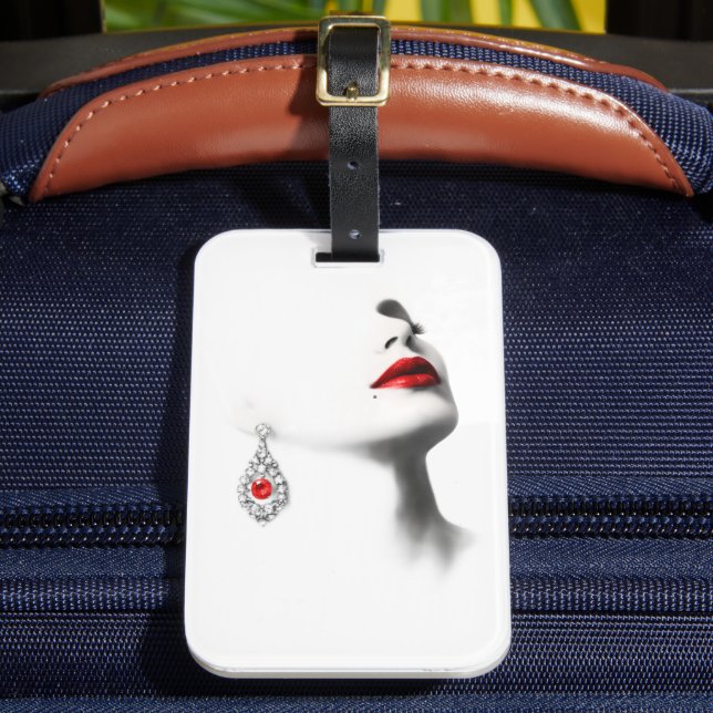 Silent Beauty – Monochrome Charcoal Art with Red  Bagagebricka (Framsida Insitu 2)