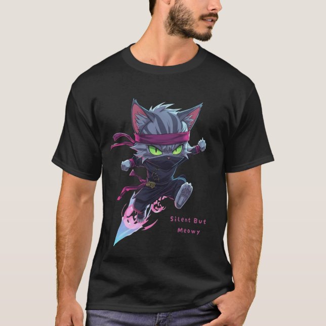 Silent But Meowy Funny Cats  T Shirt (Framsida)