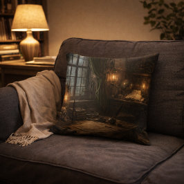 Silent Cabin — Pirate Ship Interior Throw Pillow Kudde