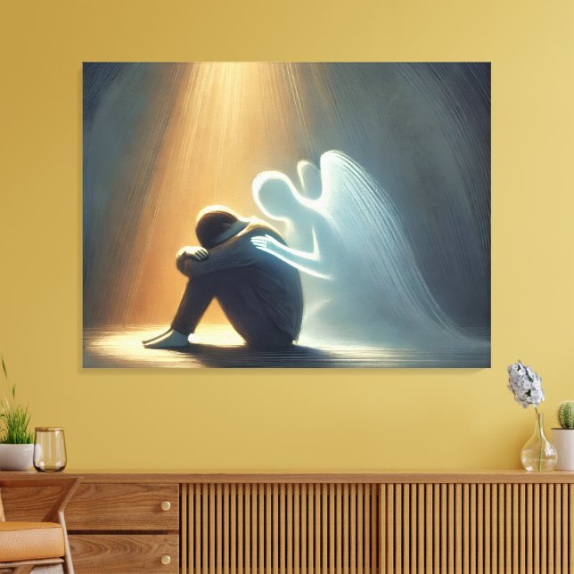  Silent Comfort Angel of Light Spiritual Healing Canvastryck (Insitu (Vardagsrum))