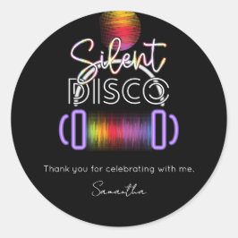 Silent Disco Neon Headphones Adult Birthday Party Runt Klistermärke