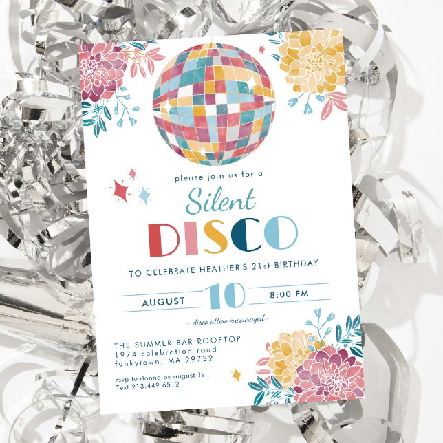 Silent Disco Party 70:s inbjudan till födelsedag (Skapare uppladdad)
