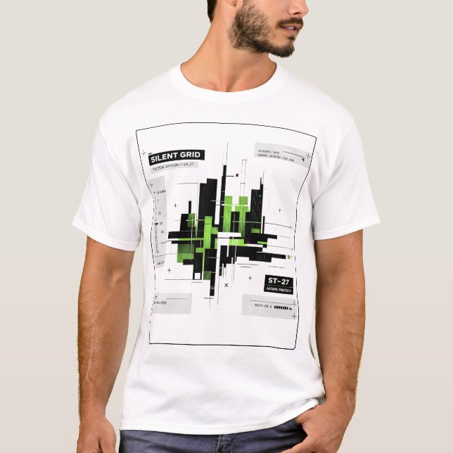 Silent Grid | Tactical Minimal Tech Grid Streetwea T Shirt (Framsida)