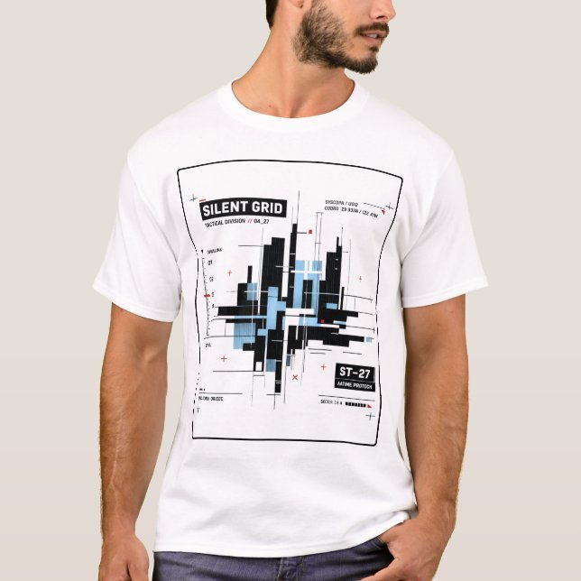 Silent Grid | Tactical Minimal Tech Grid Streetwea T Shirt (Framsida)