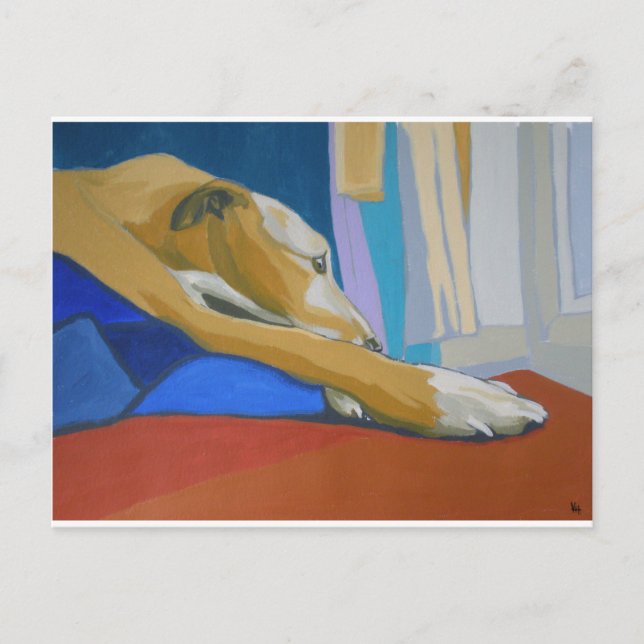 "Silent Longing" - Gult lurcher Vykort (Framsida)