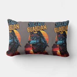 Silent Majestät: Blå Varg i en Fiery Sunset Lumbarkudde