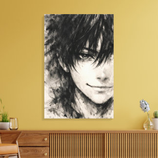 Silent Mask – Emotional Ink Portrait Canvas Print