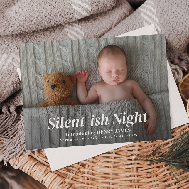 Silent Nattens moderna foto-Baby födelse i Fullt Julkort (Skapare uppladdad)
