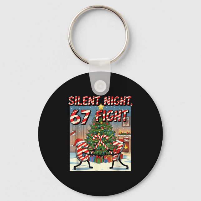 Silent Night 67 Fight Christmas Cartoon Tee  Nyckelring (Framsida)