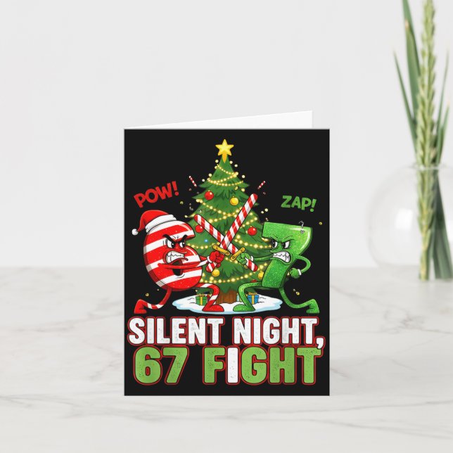 Silent Night 67 Fight Funny Christmas  Kort (Framsida)