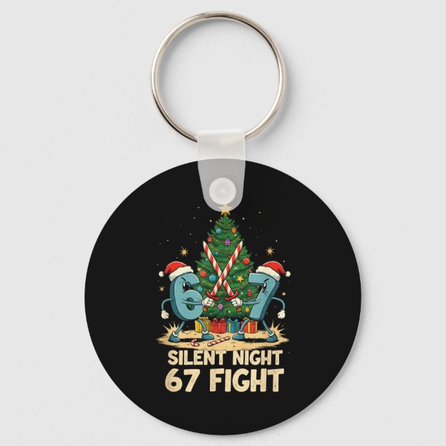 Silent Night 67 Fight Funny Christmas Tee  Nyckelring (Framsida)