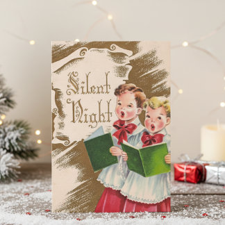 Silent Night Choir Boys Custom Vintage Christmas Helgkort