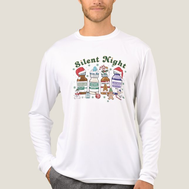 Silent Night Christmas Nurse, Festive Healthcare T Shirt (Framsida)