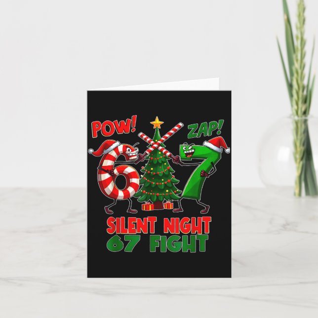 Silent Night Christmas Tree 67 Pajamas Funny Six S Kort (Framsida)