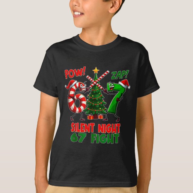 Silent Night Christmas Tree 67 Pajamas Funny Six S T Shirt (Framsida)