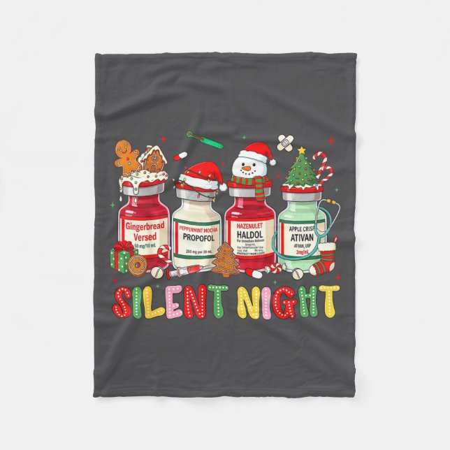 Silent Night Funny Nurse Christmas Design  Fleecefilt (Framsidan)