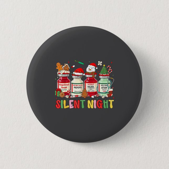 Silent Night Funny Nurse Christmas Design  Knapp (Framsida)
