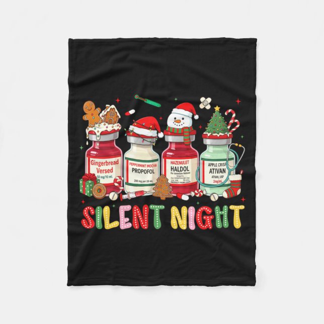 Silent Night Funny Nurse Christmas Design Long Sle Fleecefilt (Framsidan)