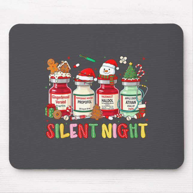 Silent Night Funny Nurse Christmas Design  Musmatta (Framsidan)