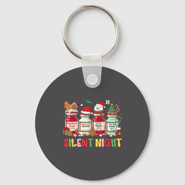 Silent Night Funny Nurse Christmas Design  Nyckelring (Framsida)