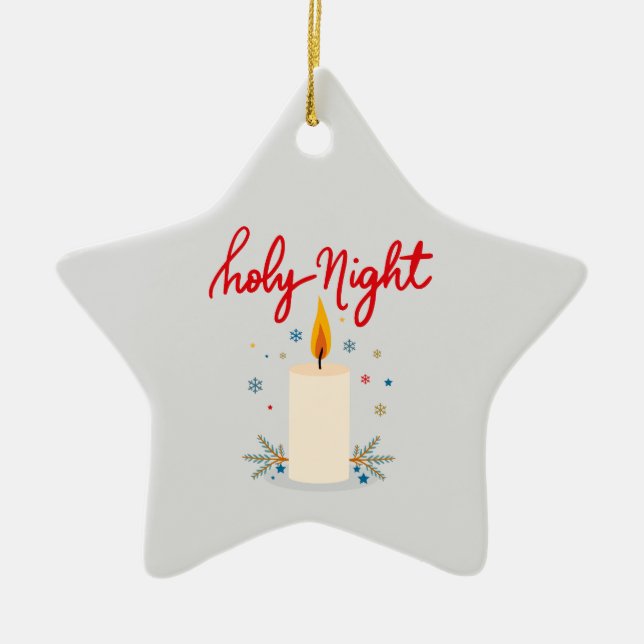 Silent night, glowing bright. julgransprydnad keramik (Framsidan)