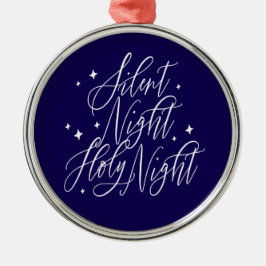 Silent Night Holy Night Blue Christmas Ornament
