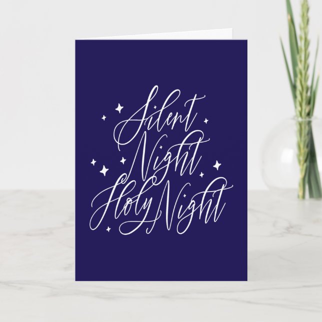 Silent Night Holy Night Holiday Christmas Card Kort (Framsida)
