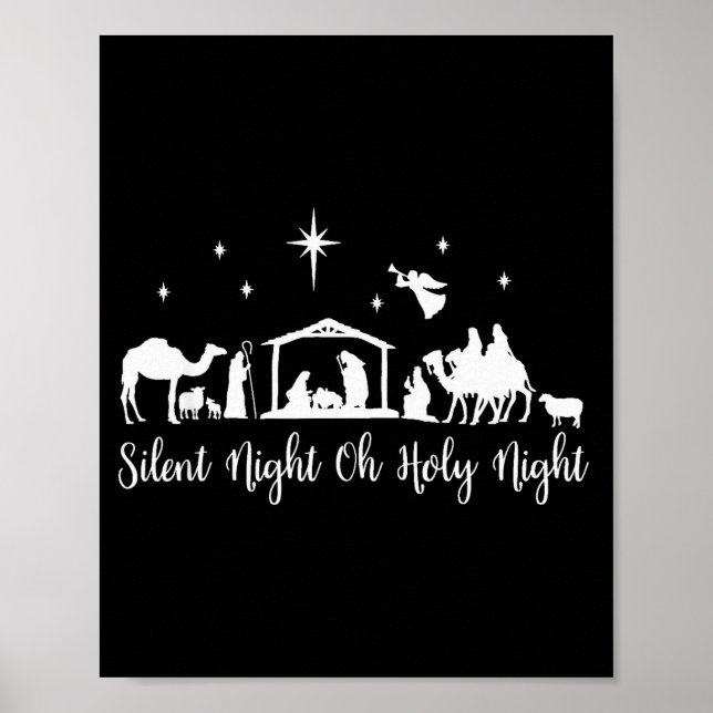 Silent Night Holy Night Nativity Scene Religious C Poster (Framsidan)
