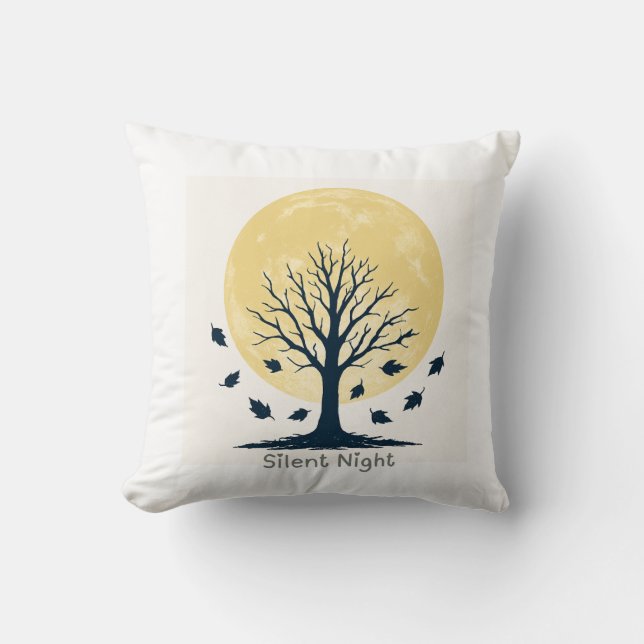 Silent Night Moon Tree Pillow Kudde (Framsida)