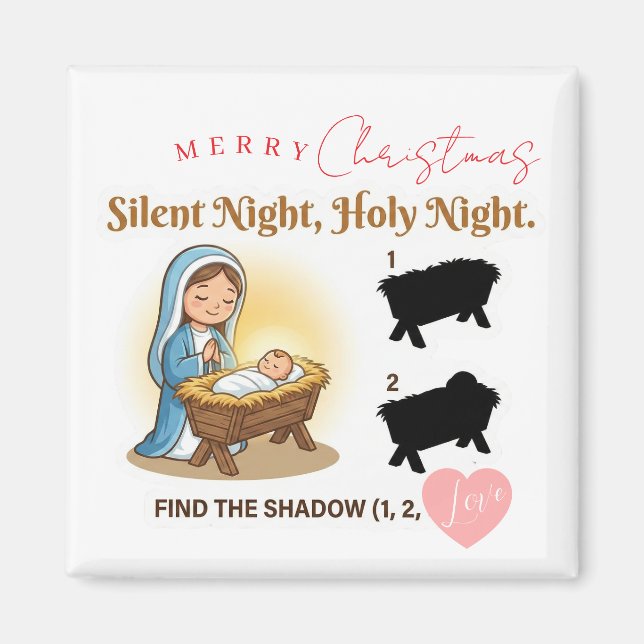 Silent Night Nativity Scene Find The Shadow Game Magnet (Framsidan)