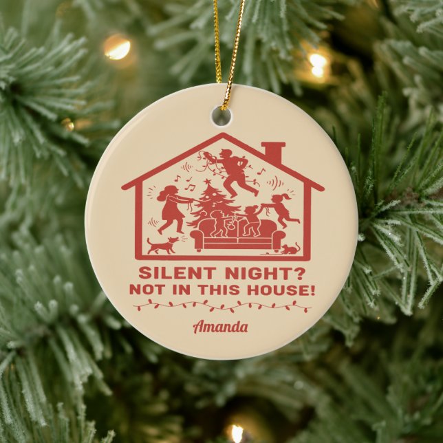 Silent Night Not in This House Funny Christmas Julgransprydnad Keramik (Träd)