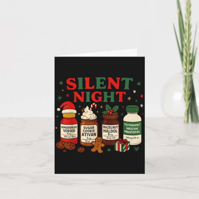 Silent Night Profol Icu Nurse Funny Christmas Medi Kort (Framsida)