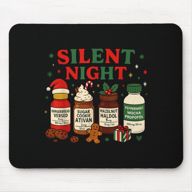 Silent Night Profol Icu Nurse Funny Christmas Medi Musmatta (Framsidan)