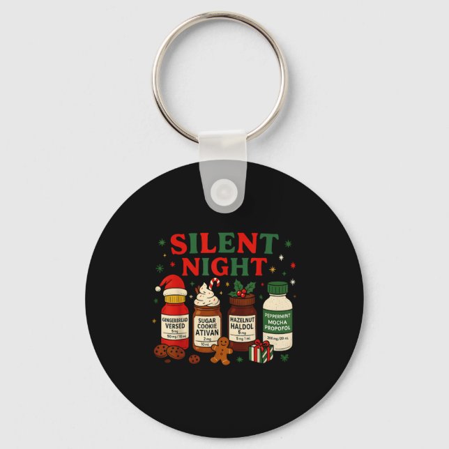 Silent Night Profol Icu Nurse Funny Christmas Medi Nyckelring (Framsida)