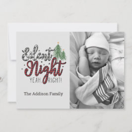 Silent Night Yeah Right Plaid Christmas Card Julkort