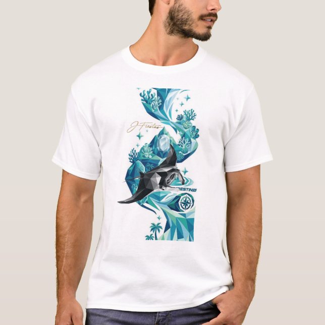 “Silent Ocean – Manta Ray Flow” T Shirt (Framsida)