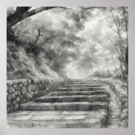 Silent Passage — 道 (The Path) Japanese Sumi-e Ink  Poster