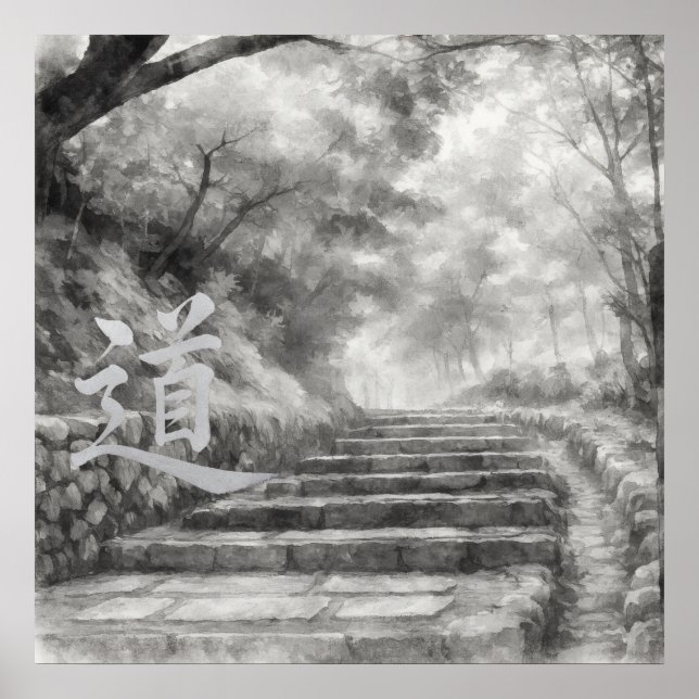 Silent Passage — 道 (The Path) Sumi-e Ink Painting  Poster (Framsidan)