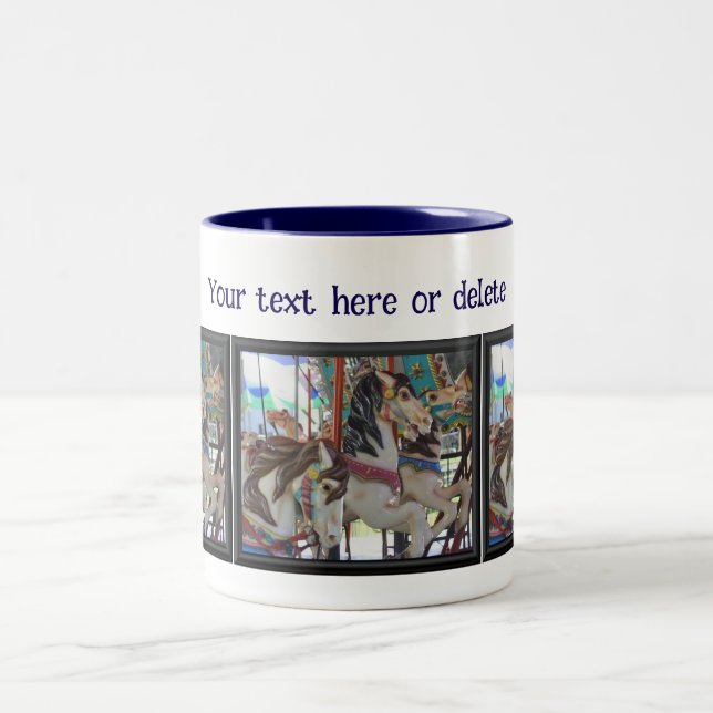 Silent Prancers Carousel Horses Personalized  Två-Tonad Mugg (Center)