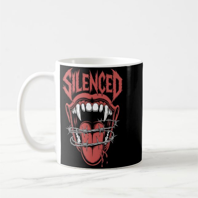 Silent Scream Mouth Illustration Kaffemugg (Vänster)
