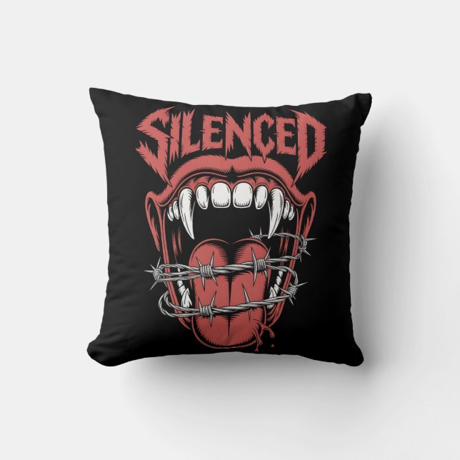 Silent Scream Mouth Illustration Kudde (Framsida)