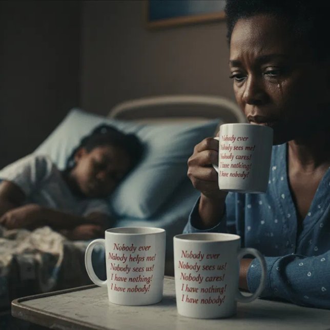Silent Strength Mug for Broken Souls Kaffemugg (Nobody ever helps me. Nobody sees us. Nobody cares. I have nothing. I have nobody)